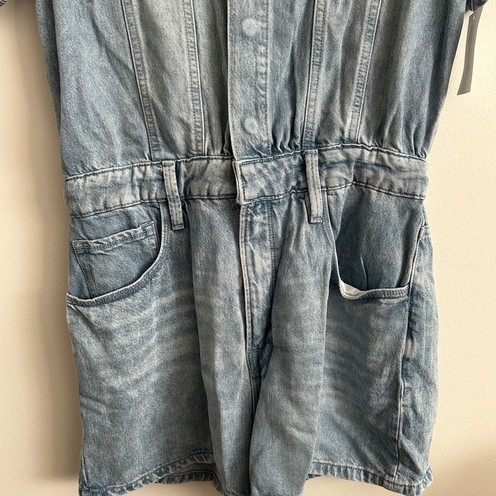 Good American Light Blue Denim Romper Jumpsuit - Picture 7 of 10